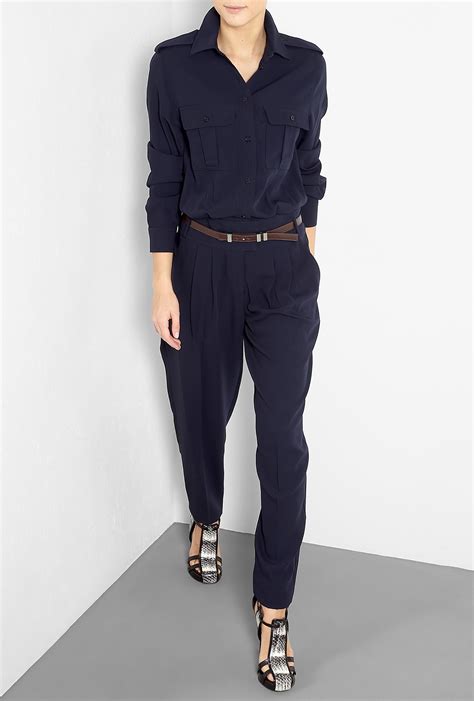 michael kors navy jumpsuit|Michael Kors denim jumpsuit.